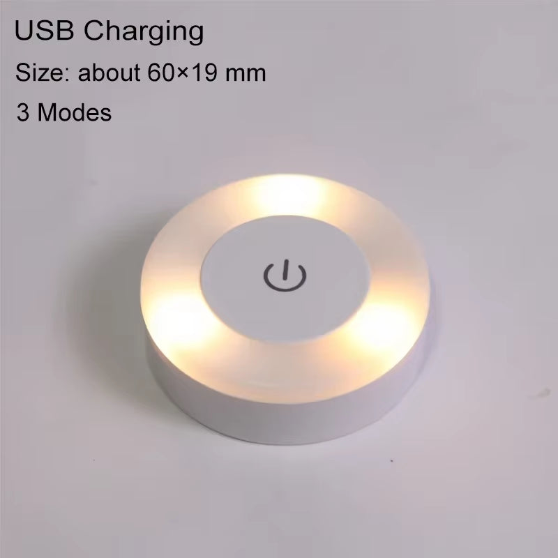 LED Touch Sensor Night Lights 3 Modes USB Rechargeable Magnetic Base Wall Lights round Portable Dimming Night Lamp Room Decor