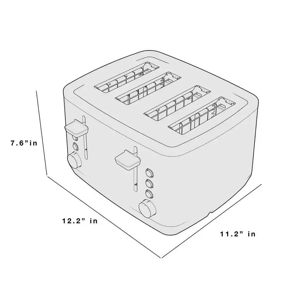 4-Slice Stainless Steel Wide Slot Toaster with 7 Shade Settings