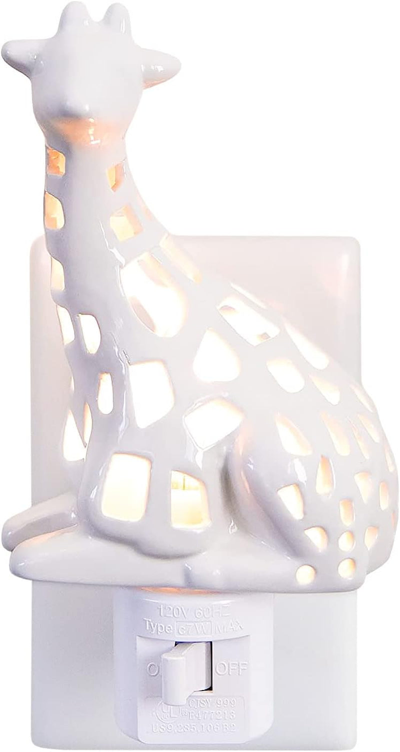 Handmade LED Ceramic Night Light (White Giraffe)