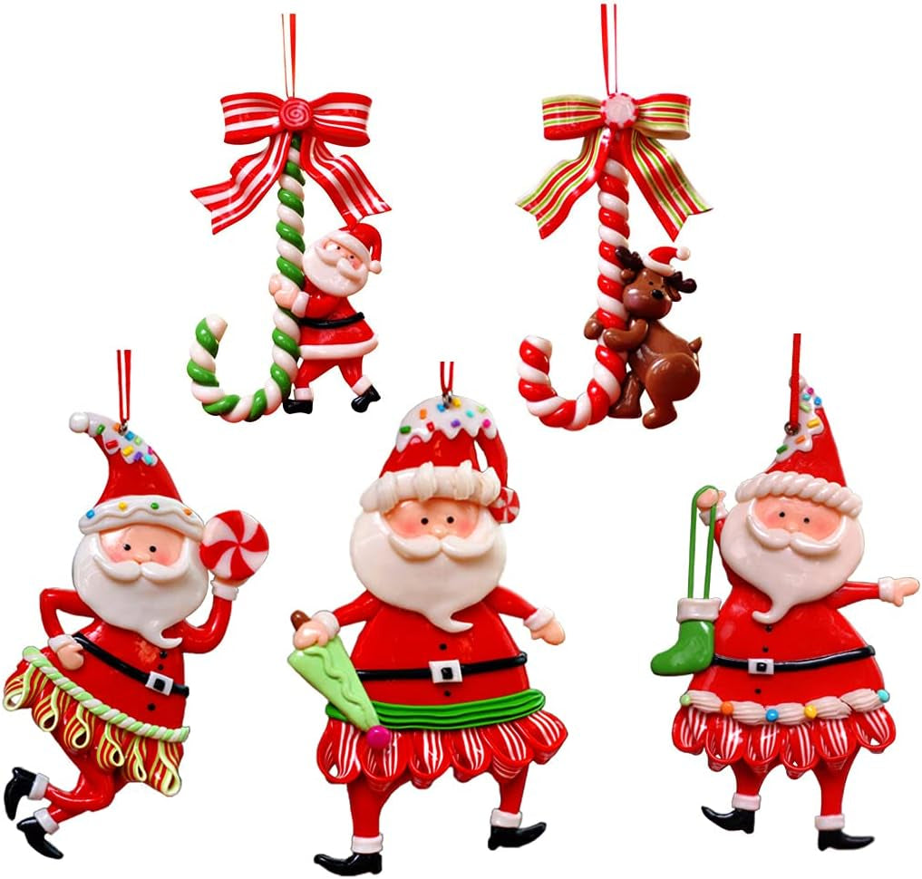 Christmas Ornaments Xmas Tree Hanging Chrismtas Doll Santa Claus Decoration Ornament Gifts Ideas -5Pcs/Box