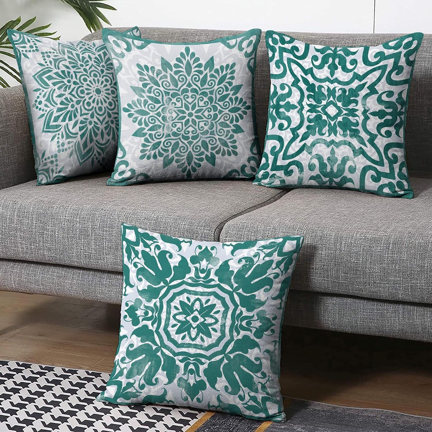 Throw Pillow Covers,Decorative Pillows,Pillow Covers 18X18,Couch Pillows,Throw Pillows,Green Pillow Covers,Outdoor Pillows,Outdoor Pillow Covers,Patio Bed Farmhouse Sofa Pillows for Living Room Set 4