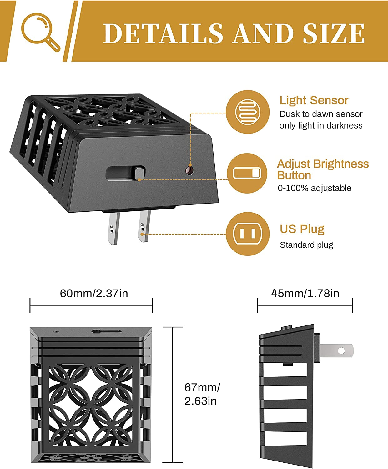 Plug in Night Light, Night Lights Night Lights Plug into Wall, Dusk to Dawn Sens