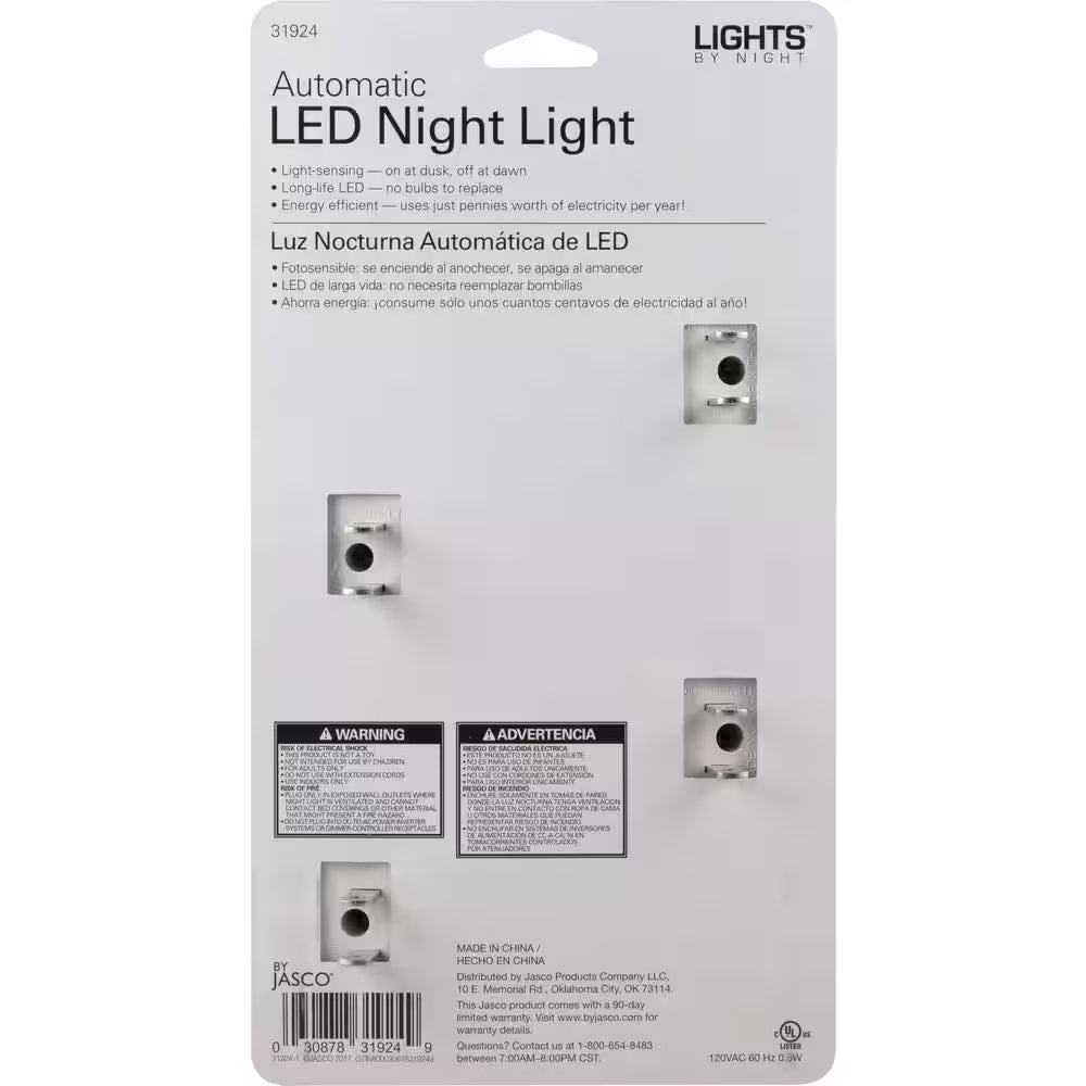 0.5-Watt Plug in Light Sensing Rib Shade Integrated LED Night Light, 4-Pack