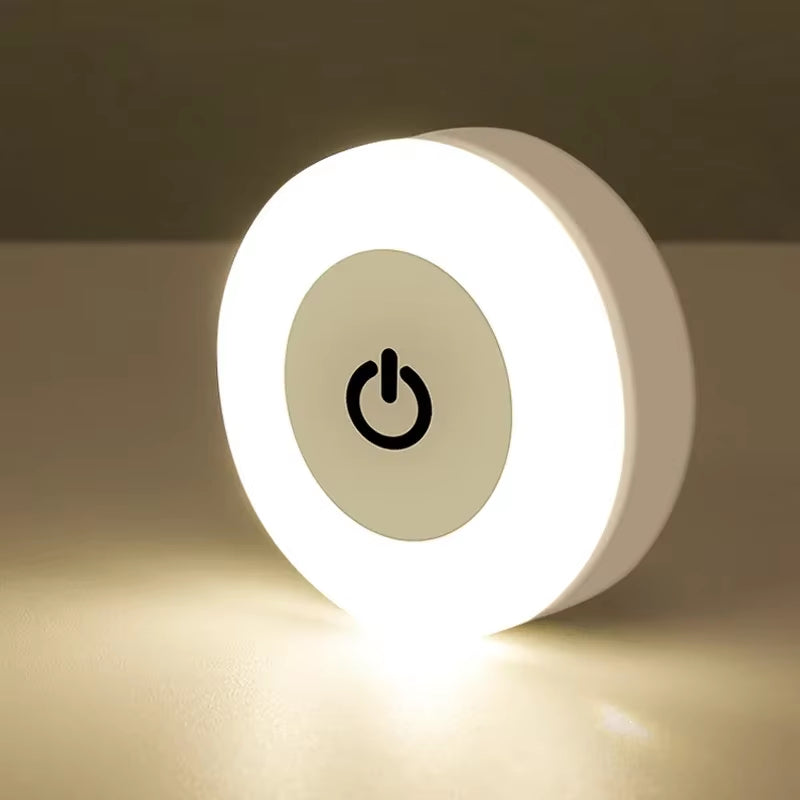 LED Touch Sensor Night Lights 3 Modes USB Rechargeable Magnetic Base Wall Lights round Portable Dimming Night Lamp Room Decor