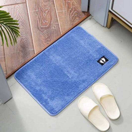 Microfiber Bathroom Rug Mat, Non Slip Absorbent Cozy Soft Mat Bathroom Rug Carpet for Shower Room Toilet Bathroom Mat (19.6X31.4 Inch, Blue)