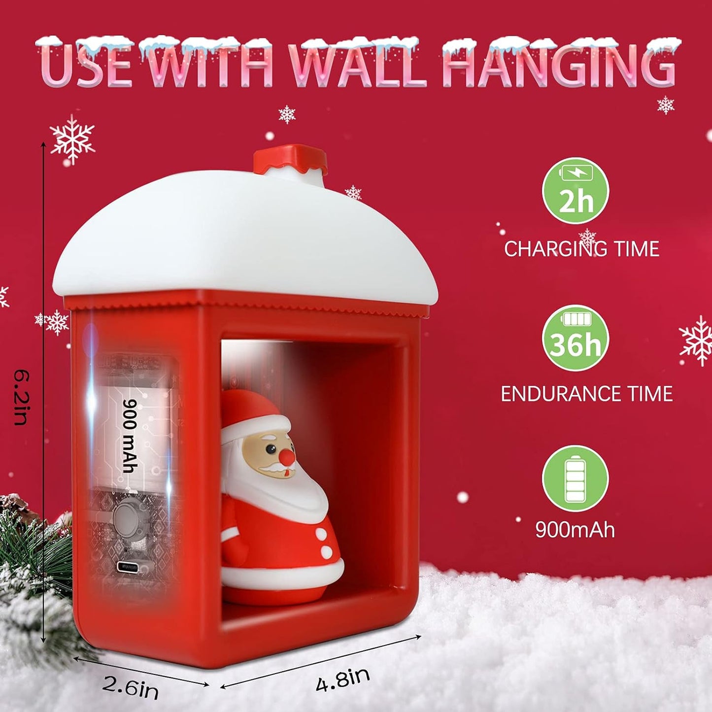 Snow House LED Lamp, Santa Claus Hut Night Light Christmas Decoration Light Creative Holiday Night Light Bedside Lamp Christmas Gifts for Children