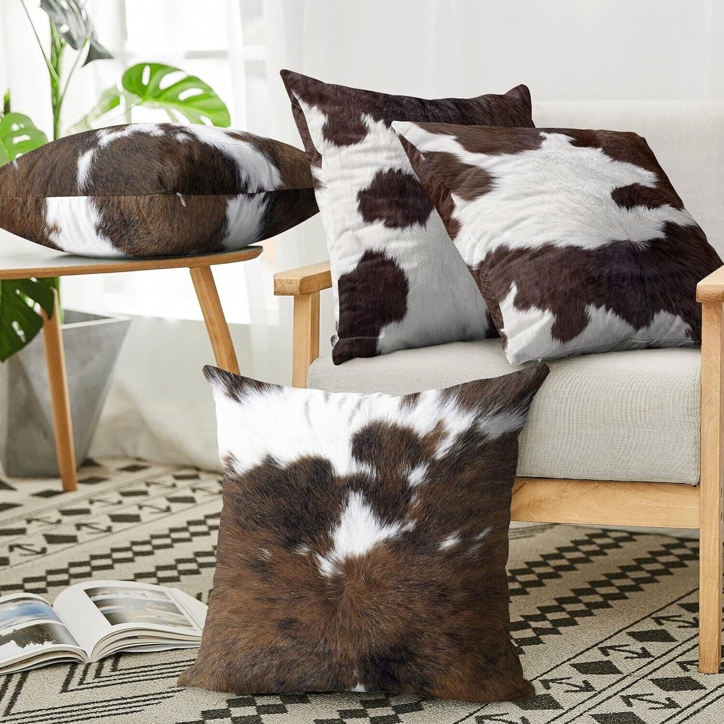 Cow Print Decorative Throw Pillow Covers Cowhide Accent Printing Couch Pillows