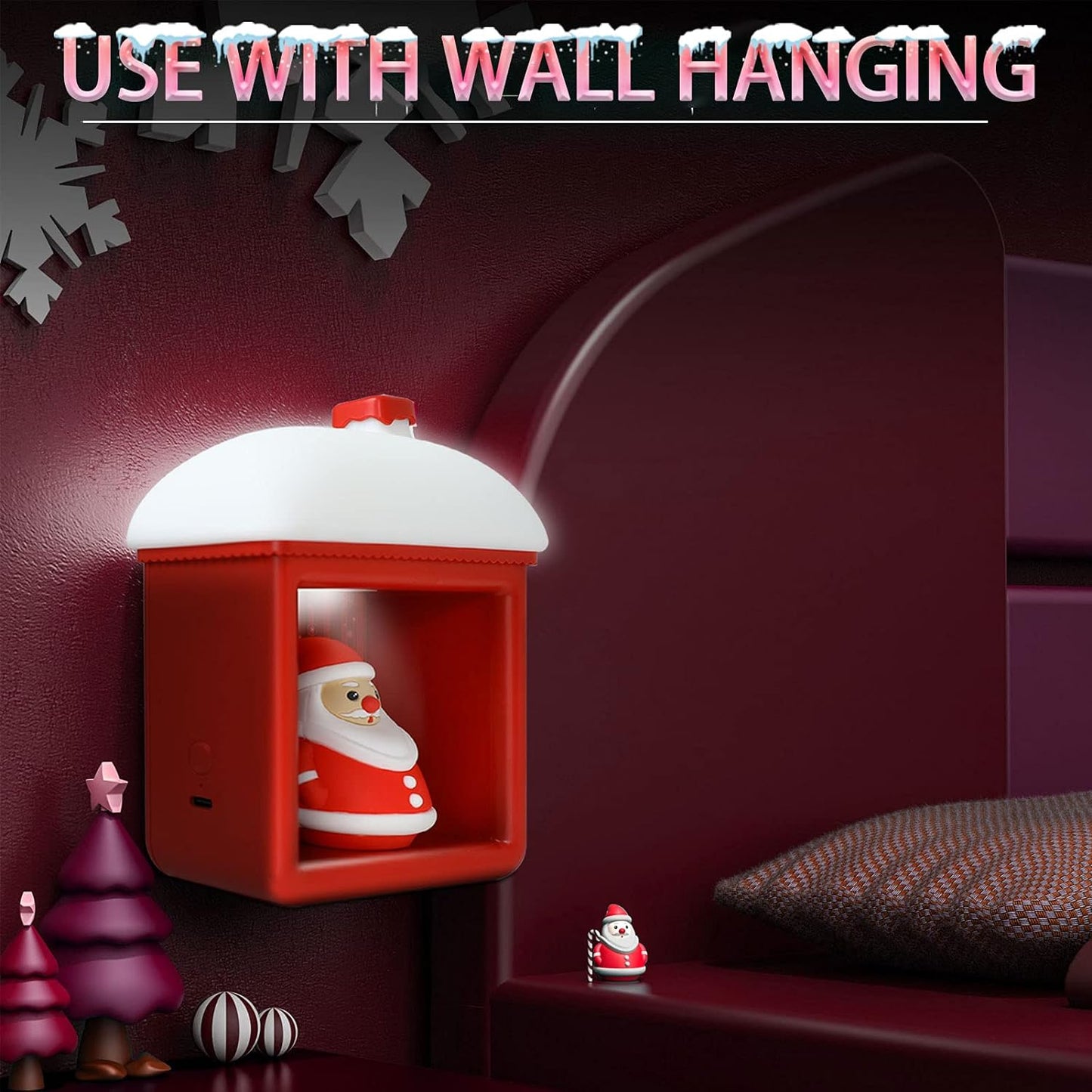 Snow House LED Lamp, Santa Claus Hut Night Light Christmas Decoration Light Creative Holiday Night Light Bedside Lamp Christmas Gifts for Children