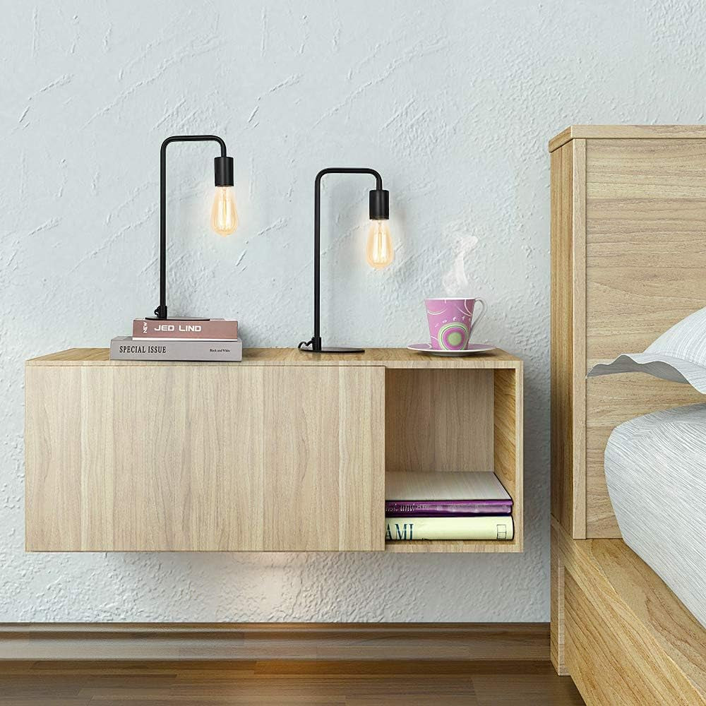 Modern Table Lamps - Industrial Nightstand Lamps Set of 2, Bedside Desk Lamps for Bedroom, Office, Living Room, Black （Without Bulb)）