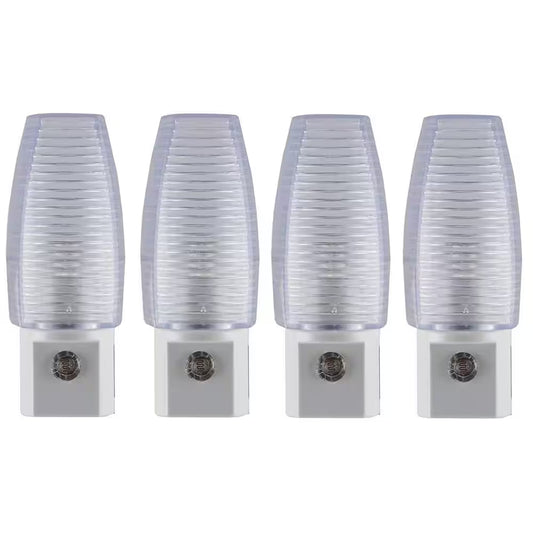 0.5-Watt Plug in Light Sensing Rib Shade Integrated LED Night Light, 4-Pack