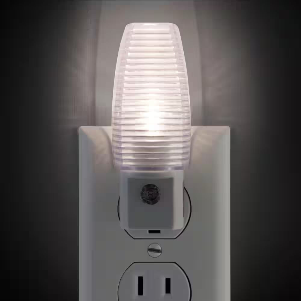 0.5-Watt Plug in Light Sensing Rib Shade Integrated LED Night Light, 4-Pack