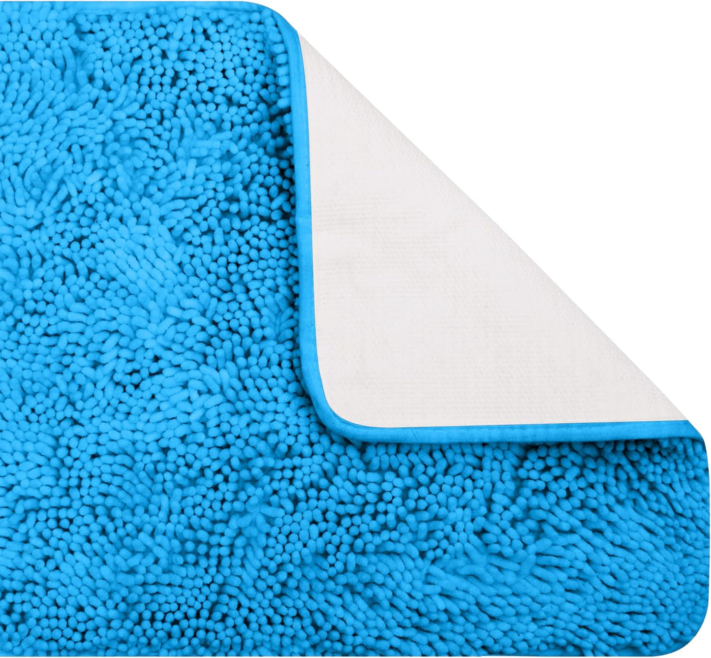 Chenille Blue Bathroom Rug Set - Bathroom Rugs Set - 2 Piece Bathroom Rug Set - Fluffy Bathroom Rugs - Toilet Mat U Shaped - Bathroom Rug and Contour Rug Set - Shaggy Bathroom Rugs