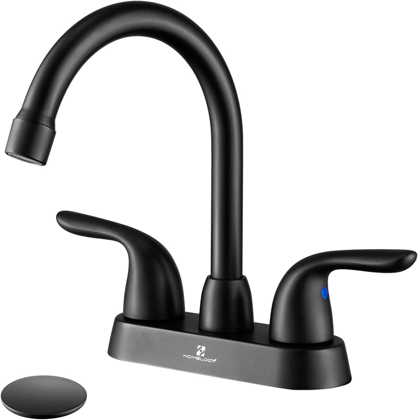 Bathroom Faucets,  Black Bathroom Faucet, 4-Inch 2-Handle Bathroom Sink Faucet, Matte Black Bathroom Faucet 3 Hole, Lead-Free Faucet for Bathroom Sink