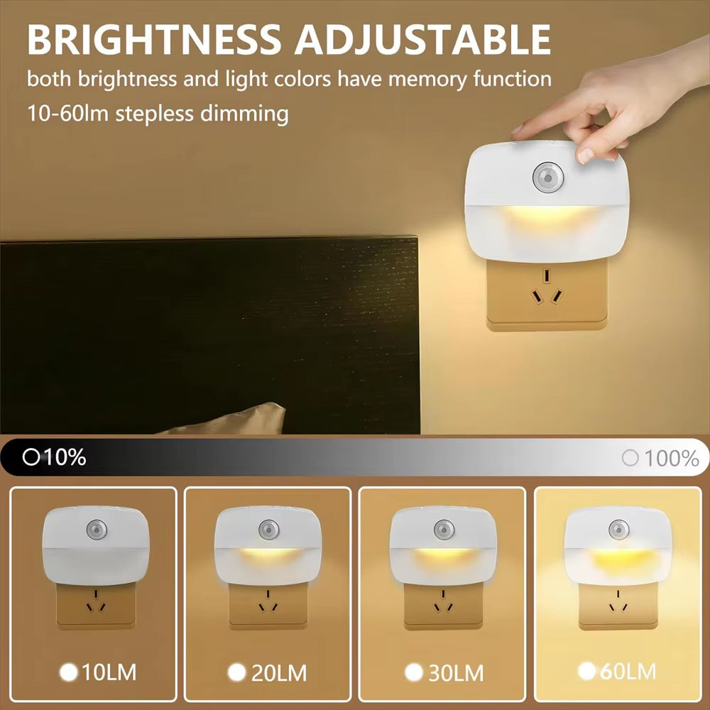 LED Night Light Motion Sensor EU Plug Lamp Nightlights for Children Bedroom Decoration Hallway Stairs WC Bedside Night Lamp