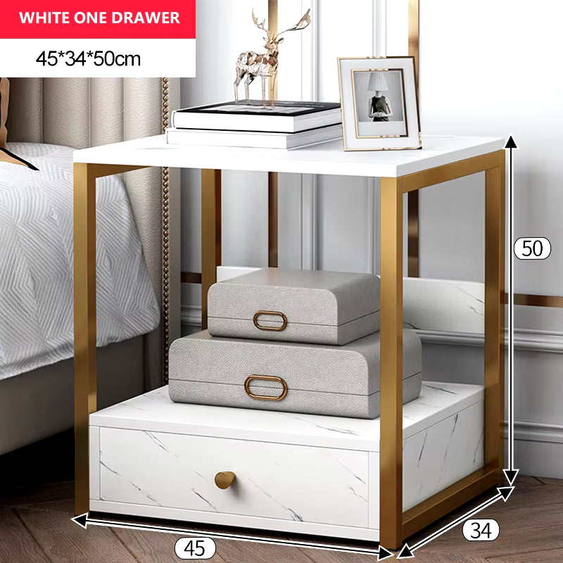 Nightstands Bedroom Wooden Nordic Furniture Metal Frame Marble Design Bedside Tables for the Bedroom