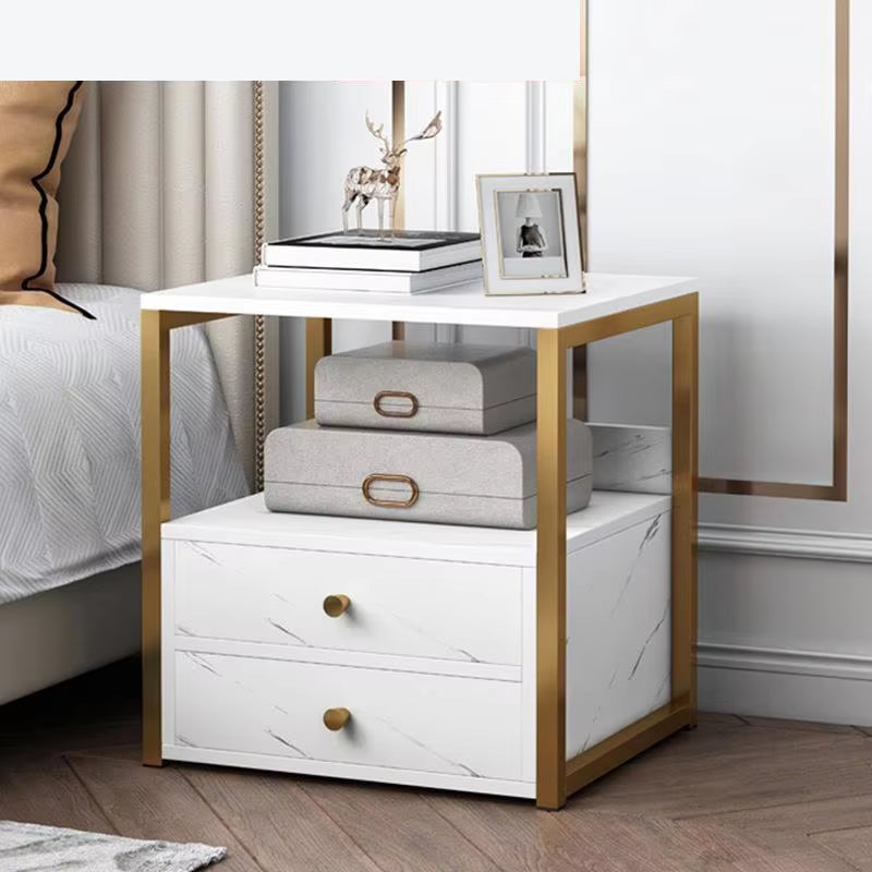 Nightstands Bedroom Wooden Nordic Furniture Metal Frame Marble Design Bedside Tables for the Bedroom