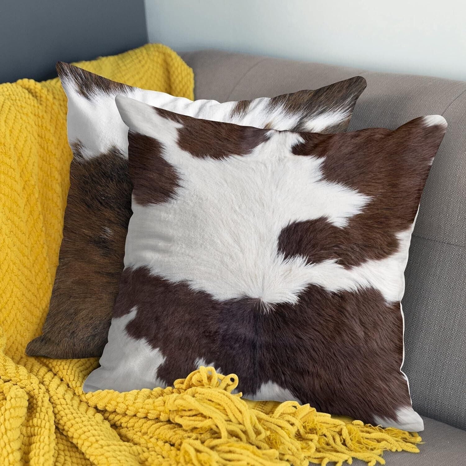 Cow Print Decorative Throw Pillow Covers Cowhide Accent Printing Couch Pillows