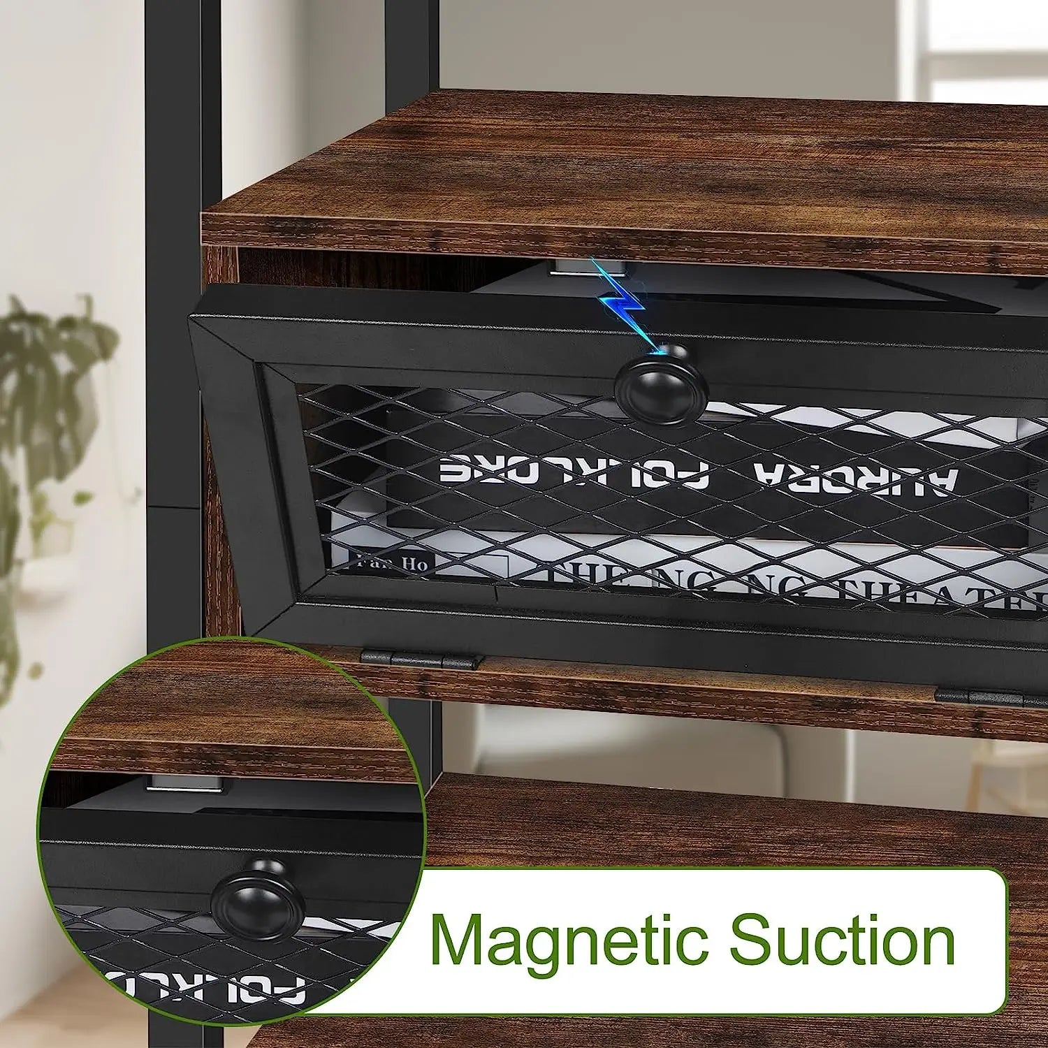 Side Tables with Charging Station and Drawer Set of 2 Night Stands with USB Ports 3 Tier Narrow Bedside Table