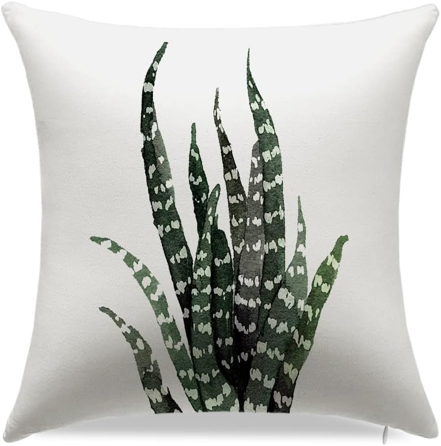 Green Pillow Covers Succulent Pillow Covers Decorative Pillow Covers 18X18 Pillow Cover Set of 4 for Home Bed Sofa Living Room Office Car Couch (18X18Inch, Green Plant 2)