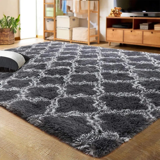 Bedroom Rugs, Luxury Wool Area Rugs, Modern Indoor Plush Rugs, Area Rugs Soft and Comfortable, Geometric Rugs for Bedroom Living Room, Girls Nursery Rugs for Kids