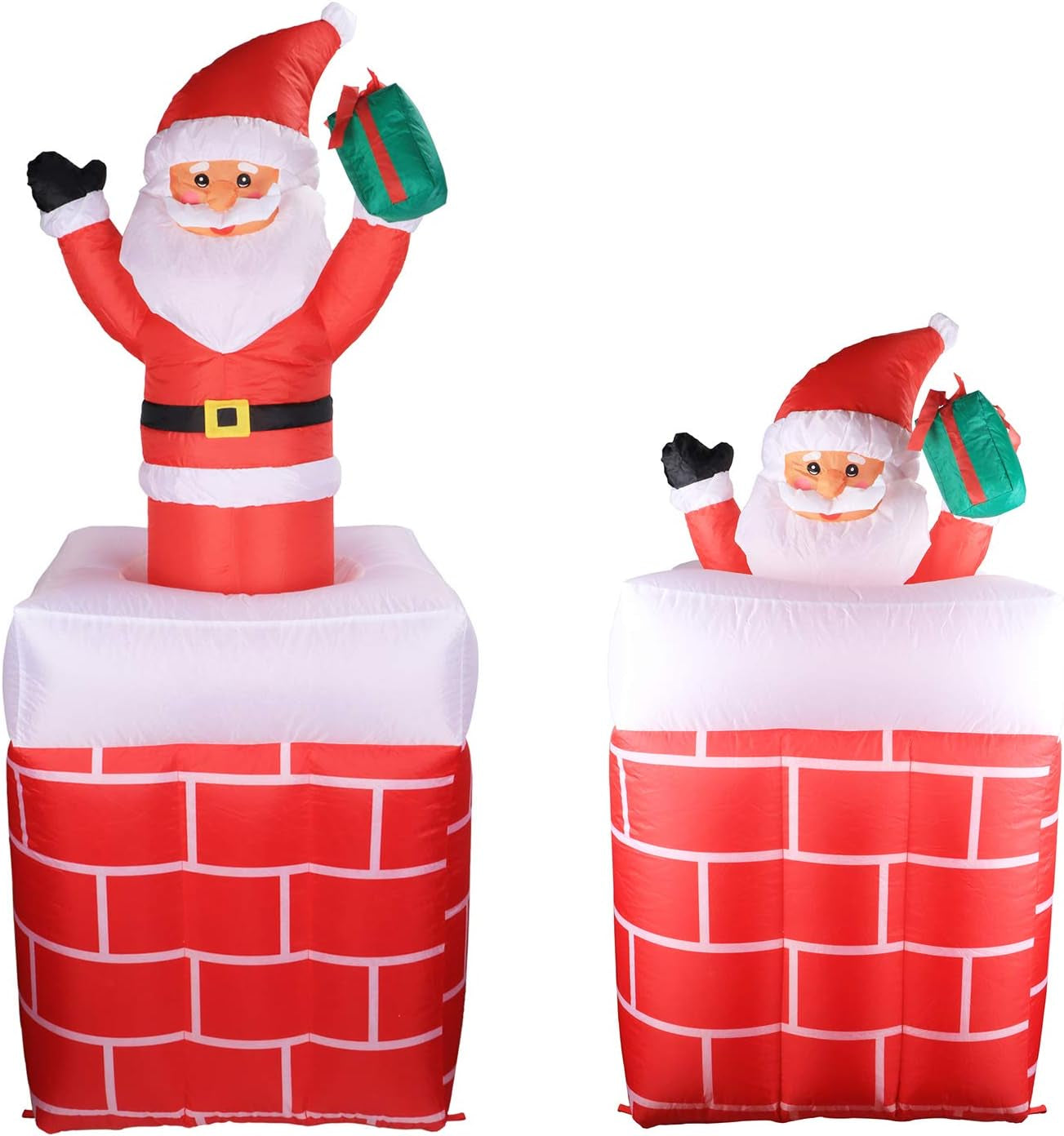 5FT Inflatable Santa Claus in Chimney Automatic up and down with LED Lights Christmas Decoration for Outdoor Yard Garden Lawn Home