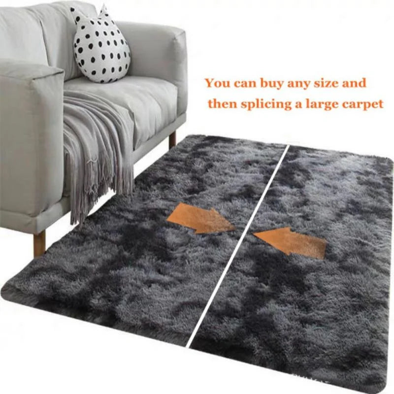 Europeian Long Plush Area Rug Gradient Carpet Floor Mat for Living Room Rug Fluffy Area Rugs anti Carpet Long Hair Padded Gradient Carpets Floor Mat Thick American Bedside Blanket Window Cushion Skid