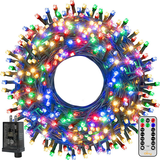 Christmas Lights 400LED 132FT, Plug-In outside Tree Lights with Timer and 8 Modes, Remote Control Waterproof Dimmable Outdoor String Lights for House Yard Patio Xmas Decorations (Multicolored)