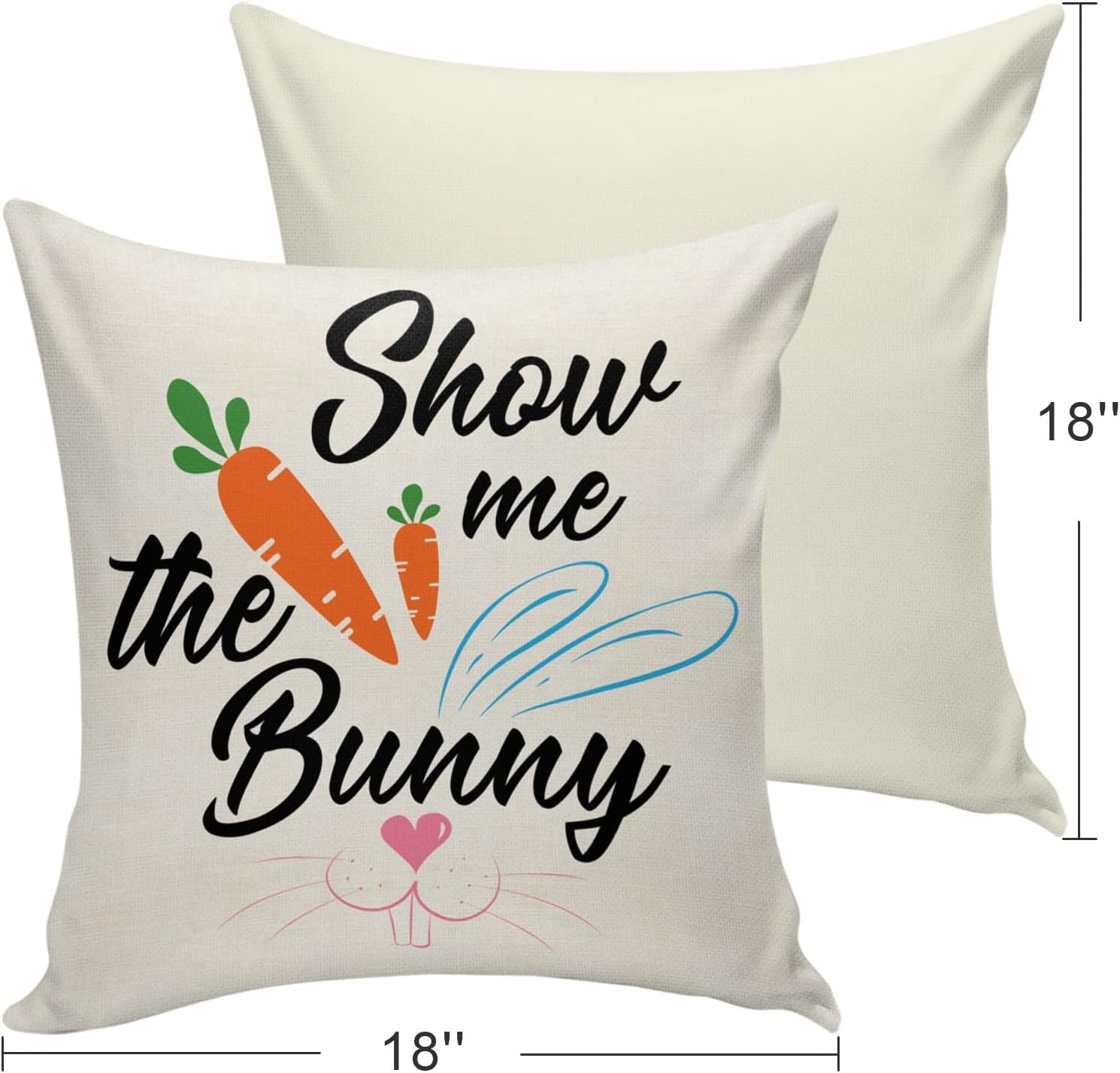 Easter Pillow Covers 18 X 18 Set of 4, Bunny Outdoor Throw Pillow Covers, Decorative Pillows Cover for Sofa Bed Couch Decor